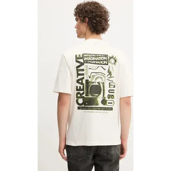 Bavlněné tričko Hugo Blue Nylix 50543496 béžová 01X, vel. L