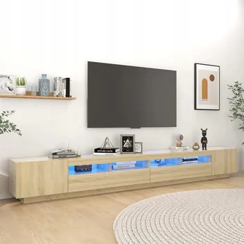 Televizní stolek TV stolek s LED osvětlením, dub sonoma, 30 cm
