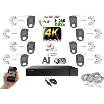 Kompletní kamerový systém Monitorrs Security AI Hybrid Light IP 8 kamerový set 8 Mpix WTube (6484K8) (Monitorrs Security)