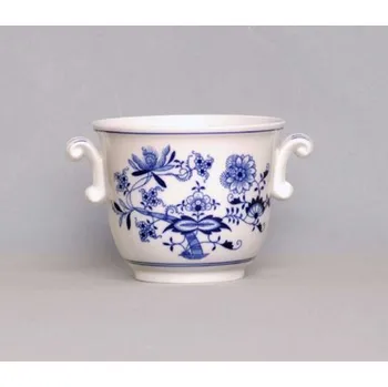 Květináč Cibulák Květináč malý s uchy 13 cm originální cibulákový porcelán Dubí, cibulový vzor,