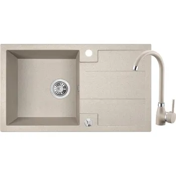 Laveo Barbados, 1-komorový granitový dřez 760x440x194 mm, béžová, LAV-SBBA411T