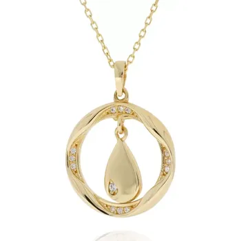 Náhrdelník Zlatý náhrdelník s přívěskem ve tvaru kruhu a kapky