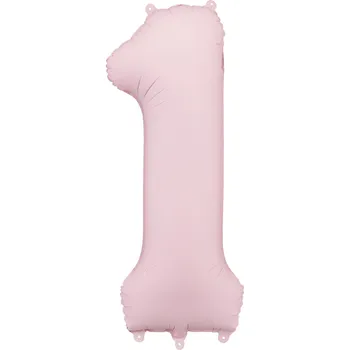 Balónek Fóliový balónek číslo 1 světle růžový 86 cm