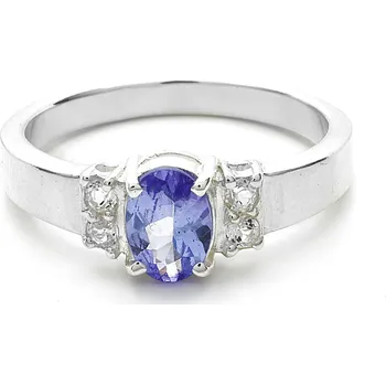 Prsten Stříbrný prsten s tanzanitem a topazy Florenza - 62