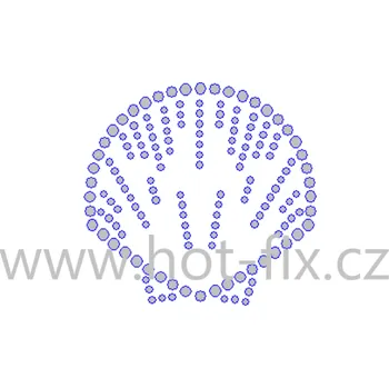 SM029 - mušle nažehlovací hot-fix kamínková aplikace na textil, rozměry cca 5,9x5,7cm barva: kameny barva 201 AB Crystal /stříbrná s duhovým efektem