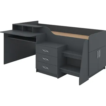 Dětská postel Max-i Dětská postel LOUISE 90 x 200 cm, s psacím stolem a komodou Zvolte barvu:: antracit