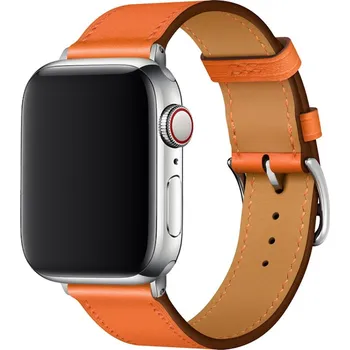 Příslušenství k chytrým hodinkám DEVIA Řemínek Apple Watch 42 / 44 / 45 / 49mm kůže oranžový