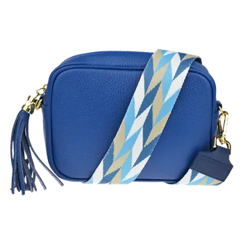 Kabelka NovaKabelka.cz Kožená italská crossbody kabelka Bala Bluette s přídavným popruhem IV