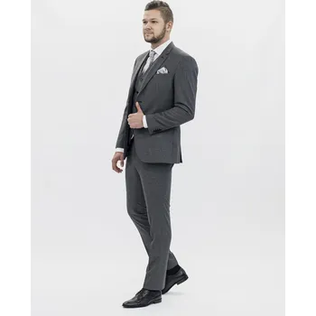 Pánský oblek Pánský vlněný oblek Barva: Šedá, Velikost: 30, Střih: SLIM FIT