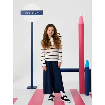 Dívčí kalhoty Sinsay - Skládané kalhoty - námořnická modrá - YJ983-59X - YJ983-59X-104