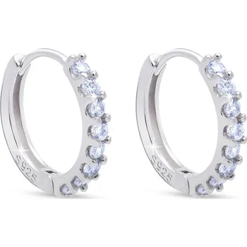 Náušnice Stříbrné kruhové náušnice s osmi zirkony 3650
