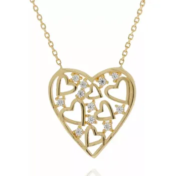 Náhrdelník Zlatý náhrdelník se srdcem a zirkony