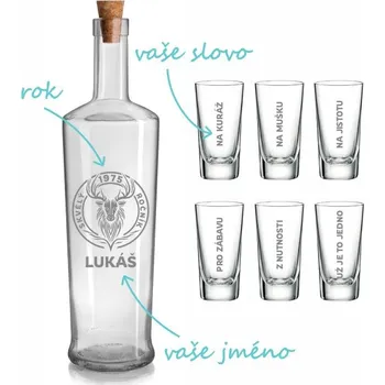 Pískovaný set na slivovici Divoký ročník (1+6)