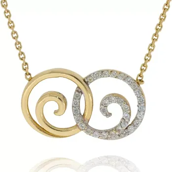 Náhrdelník Zlatý náhrdelník se dvěma spirálami a zirkony