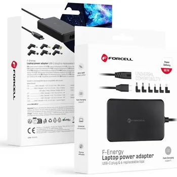 Forcell F-Energy E856 Univerzální nabíječka pro notebooky 90 W (6 adaptérů) - černá
