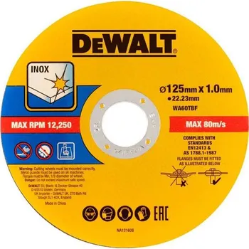 Řezný kotouč DeWALT DT20598-QZ - Kotouč řezný pr. 125 x 1,0 x 22,2 mm na kov, nerez (inox) (balení 50 ks)