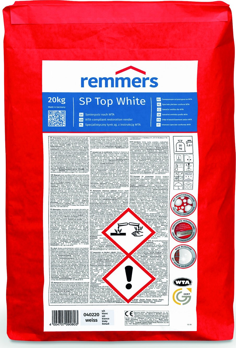 Remmers SP Top White / Sanierputz altweiss WTA - sanační omítka dle WTA, Balení 20 kg
