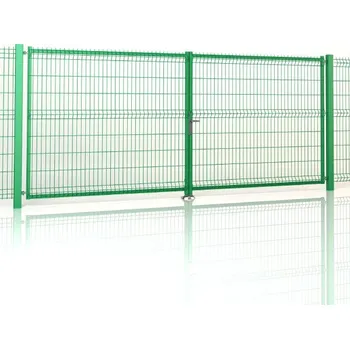 Plot Dvoukřídlá brána BRAVO 3D poplastovaná 3500/1730 mm | zelená RAL 6005 | výplň svařovaný 3D panel | drát 5,0 mm