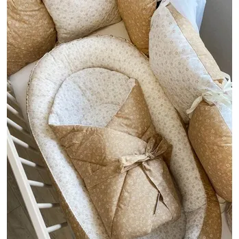 Hnízdečko pro miminko Harmonia Sada do postýlky Béžové kytičky