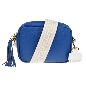 Kabelka NovaKabelka.cz Kožená italská crossbody kabelka Bala Bluette s přídavným popruhem V