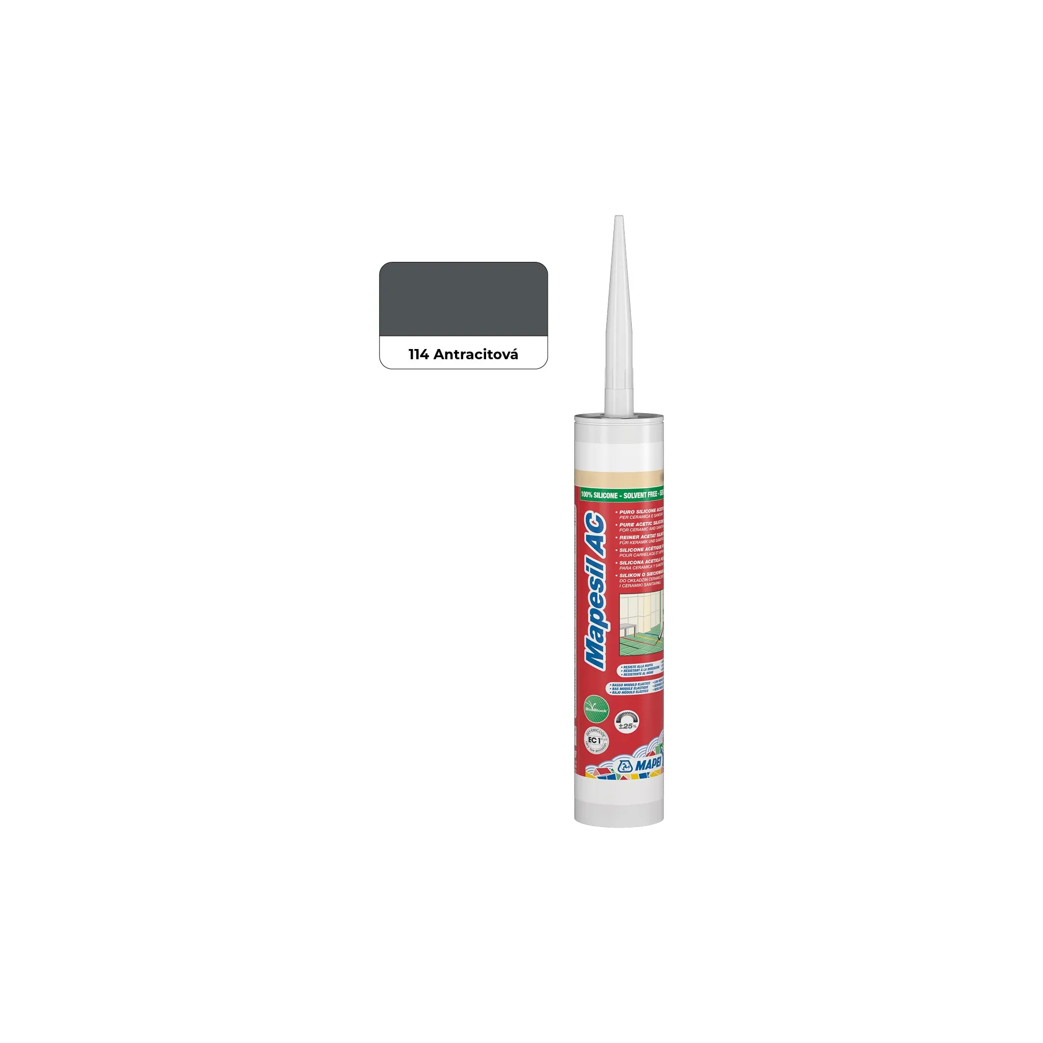 Fotografie 2 - Stavební silikon Mapei Mapesil AC 310 ml 114 antracit