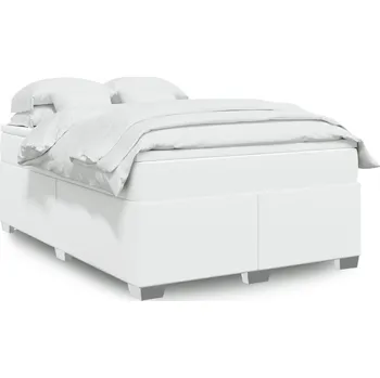 Postel vidaXL Box spring postel s matrací 140 x 190 cm umělá kůže [3285210] Barva: Bílá