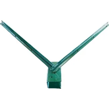 Plotový sloupek Oboustranný bavolet na 3 řady ostnatého drátu | ZN+PVC | pro sloupek čtvercového profilu 60x60mm | zelený