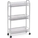 Multifunkční mobilní organizátor pro kuchyň nebo koupelnu, 3 síťové police, 4 kola, kovový materiál, Zeller