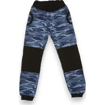 dosupliku Dětské tepláky s dvojitými koleny - modrý maskáč 152 užší