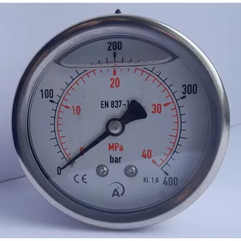 regulátor tlaku vody Manometr otřesuvzdorný plněný glycerinem pr.63mm, zadní G1/4, 0-400 bar