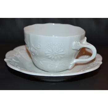 cibulák bílý Elegance šálek a podšálek B + B český porcelán Dubí