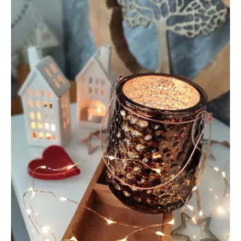 Vánoční svícen Vánoční Svícen Světlo andělů čokoládově hnědý 14cm BoltzeXmas