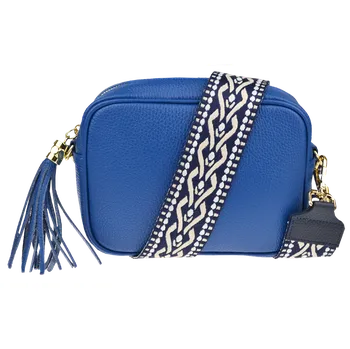 Kabelka NovaKabelka.cz Kožená italská crossbody kabelka Bala Bluette s přídavným popruhem III