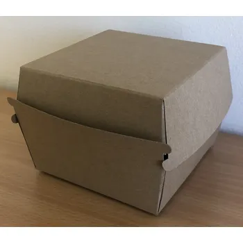 Jednorázové nádobí FLEXOBAL Bio papírový box na Hamburger 13x13x9,5cm (cena za 90ks)