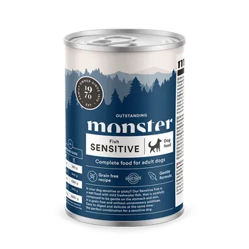 Krmivo pro psa Monster Psí konzerva pro psy s citlivým zažíváním – z rybího masa, 400 g