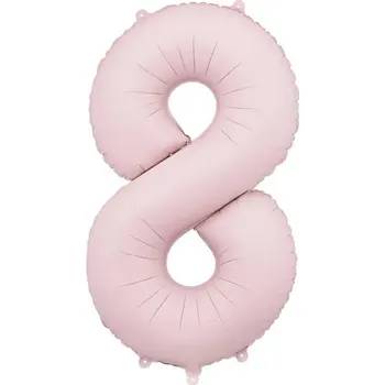 Balónek Fóliový balón číslo 8 světle růžový, 86 cm, na vzduch i helium