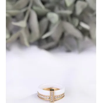 Šperk Prosperk Prsten bílá keramika s ocelí zlatá Velikost prstenů: 9 (EU: 59-61) 21075/9 -