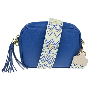 Kabelka NovaKabelka.cz Kožená italská crossbody kabelka Bala Bluette s přídavným popruhem VI