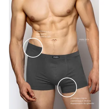 Boxerky 3-PACK pánské boxerky, grafitové Atlantic šedá 1871495