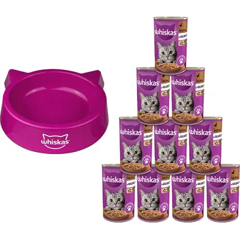 Krmivo pro kočku WHISKAS Adult kachna 10x400g + Miska pro kočky WHISKAS GRATIS
