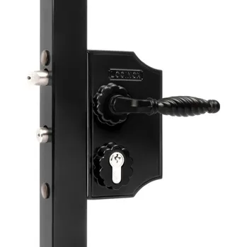 Příslušenství pro plot Velký ozdobný zámek LOCINOX LAKQ H2 | pro hranatý profil 60-80 mm | černá RAL 9005