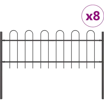 Plot vidaXL Zahradní plot s obloukem Šedý 13,6x0,6 m Ocel [3334153]