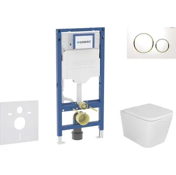 Klozet Geberit Duofix - Set předstěnové instalace, klozetu Arkas I sedátka softclose, tlačítko Sigma20, bílá/pozlacená SANI11CA3154B
