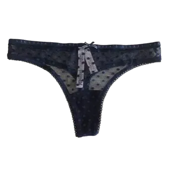 Kalhotky Victoria's Secret dámská tanga Lace Thong Panty modré S