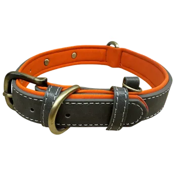 Obojek pro psa Petify Kožený obojek pro psa Fluff šedý Velikost: XS