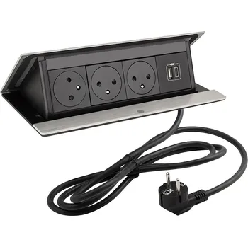 Elektrická zásuvka LEGRAND PopUp, 2x230V, 3x230V, 1x USB A/C, elektrická zásuvka, 492654 broušený hliník + sleva 5% po přihlášení