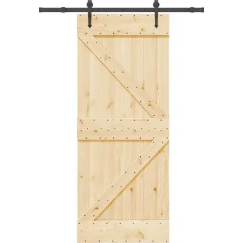 Vchodové dveře OMAXI Posuvné dveře s kováním 85 x 210 cm masivní borové dřevo 837608