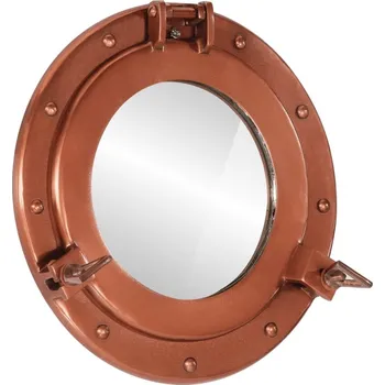 Zrcadlo OMAXI Průzorové okénko se zrcadlem nástěnné Ø 30 cm hliník a sklo 117839