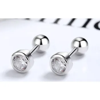 Náušnice For Silver Kulaté puzetové náušnice s krystalem - Stříbro 925
