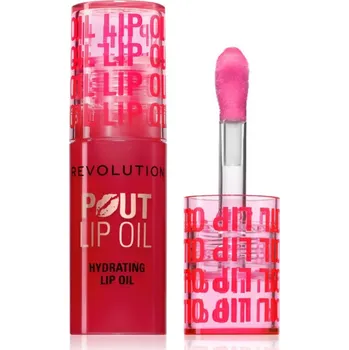 Lesk na rty Makeup Revolution Pout Lip olej na rty s hydratačním účinkem odstín Cherry Red 3 ml